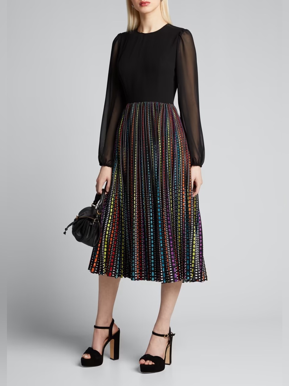 Mary Katrantzou Serena Rainbow Striped Silk Dress Size 6 NWT Multicolor